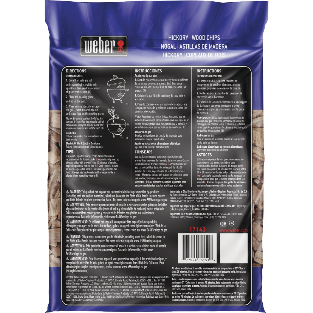 Weber 192 Cu. In. Hickory Wood Chips Image 3