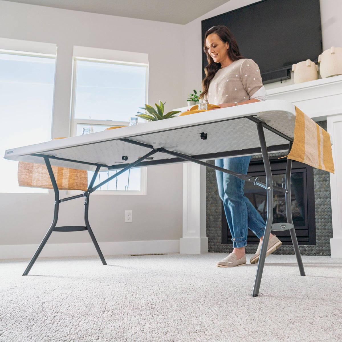 Lifetime 6 Ft. x 30 In. White Granite Light Commercial Grade Folding Table Image 3