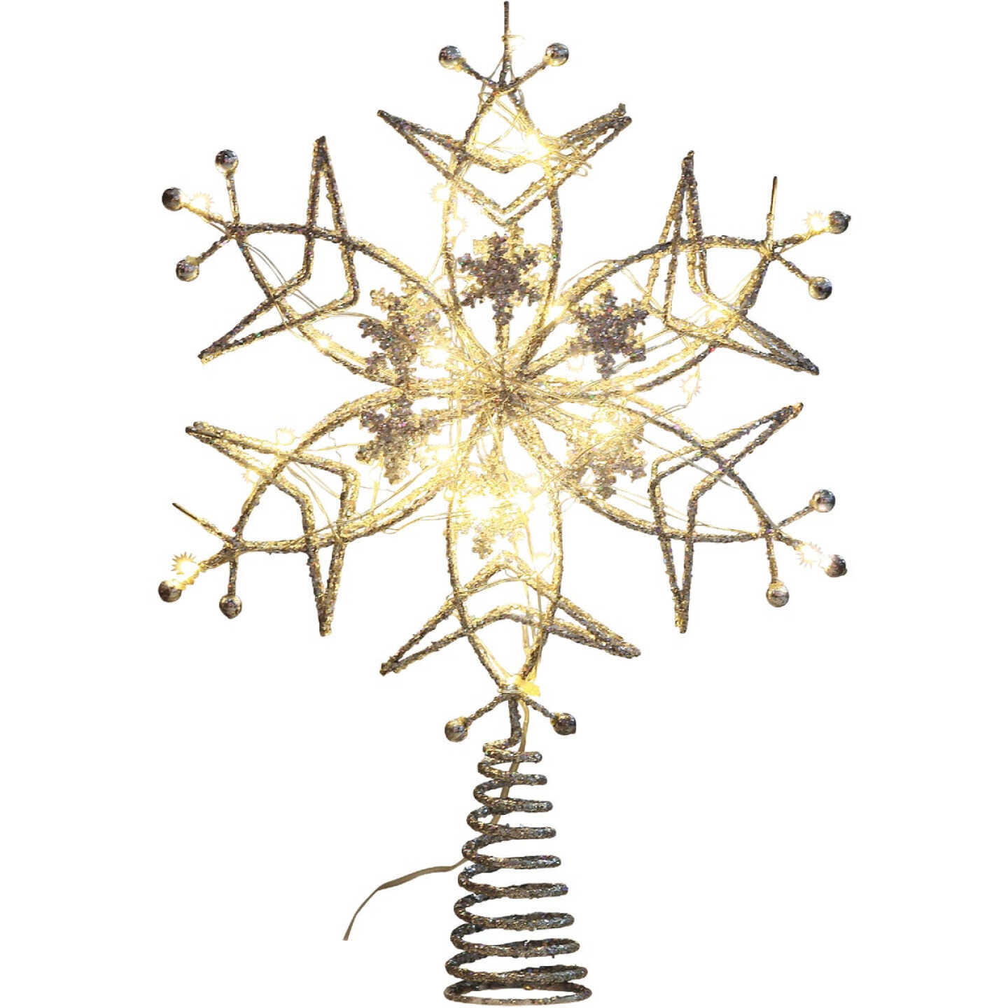 Alpine Silver LED 15 In. 6-Sided Star Christmas Tree Topper Image 1
