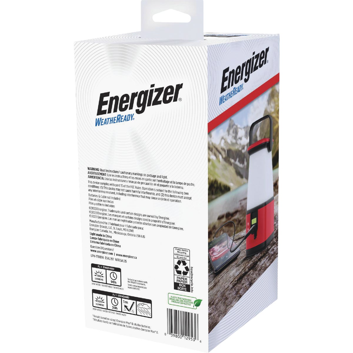 Energizer Weatheready 6 in. W. x 10 In. H. Red Plastic 360 Deg LED Lantern Image 2