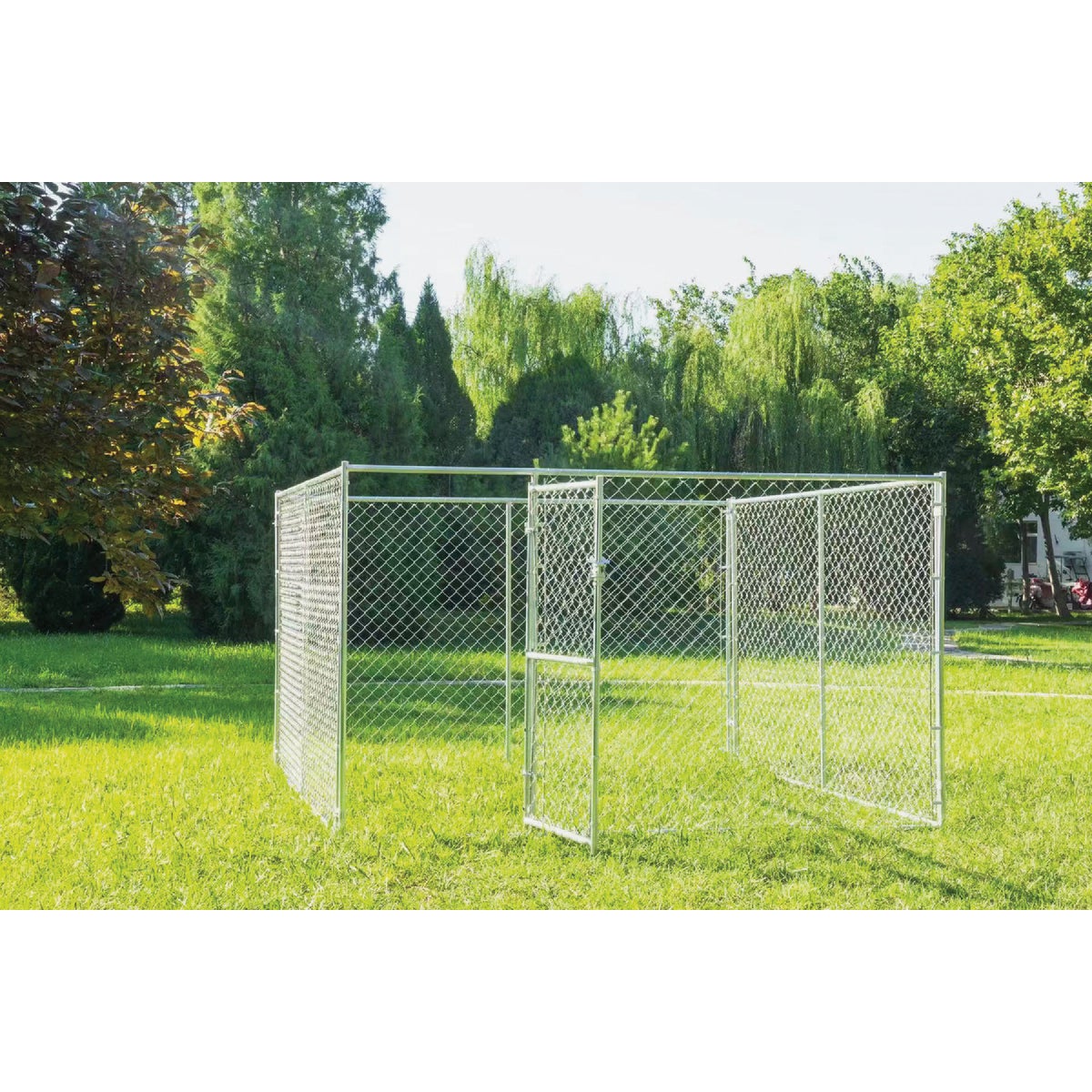 KennelMaster 10 Ft. W. x 6 Ft. H. x 10 Ft. L. Outdoor Galvanized Chain Link Kennel Image 3