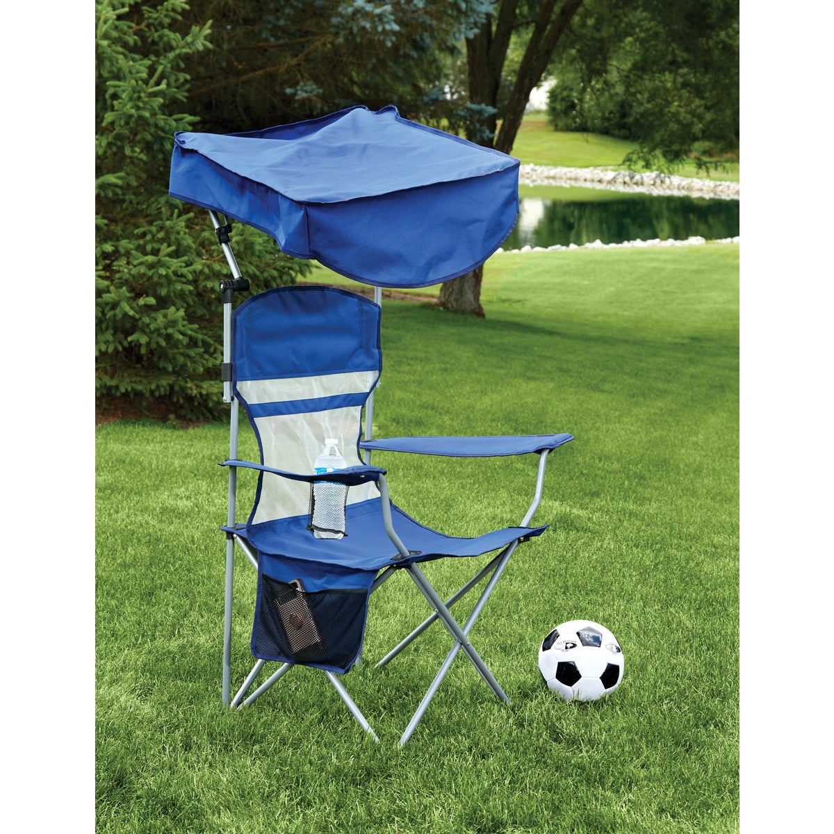 Outdoor Expressions Blue Polyester Omni-Directional Canopy Camp Chair Image 3
