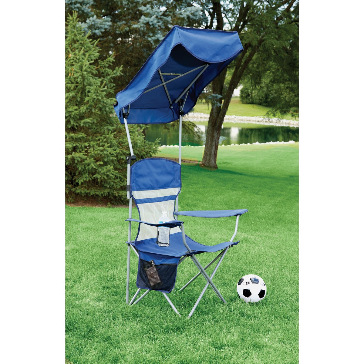 Outdoor Expressions Blue Polyester Omni-Directional Canopy Camp Chair Image 4