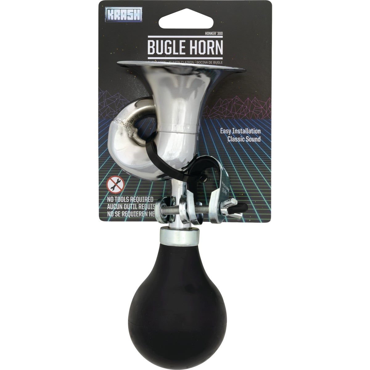 Krash Chrome-Plated Steel Bugle Bicycle Horn