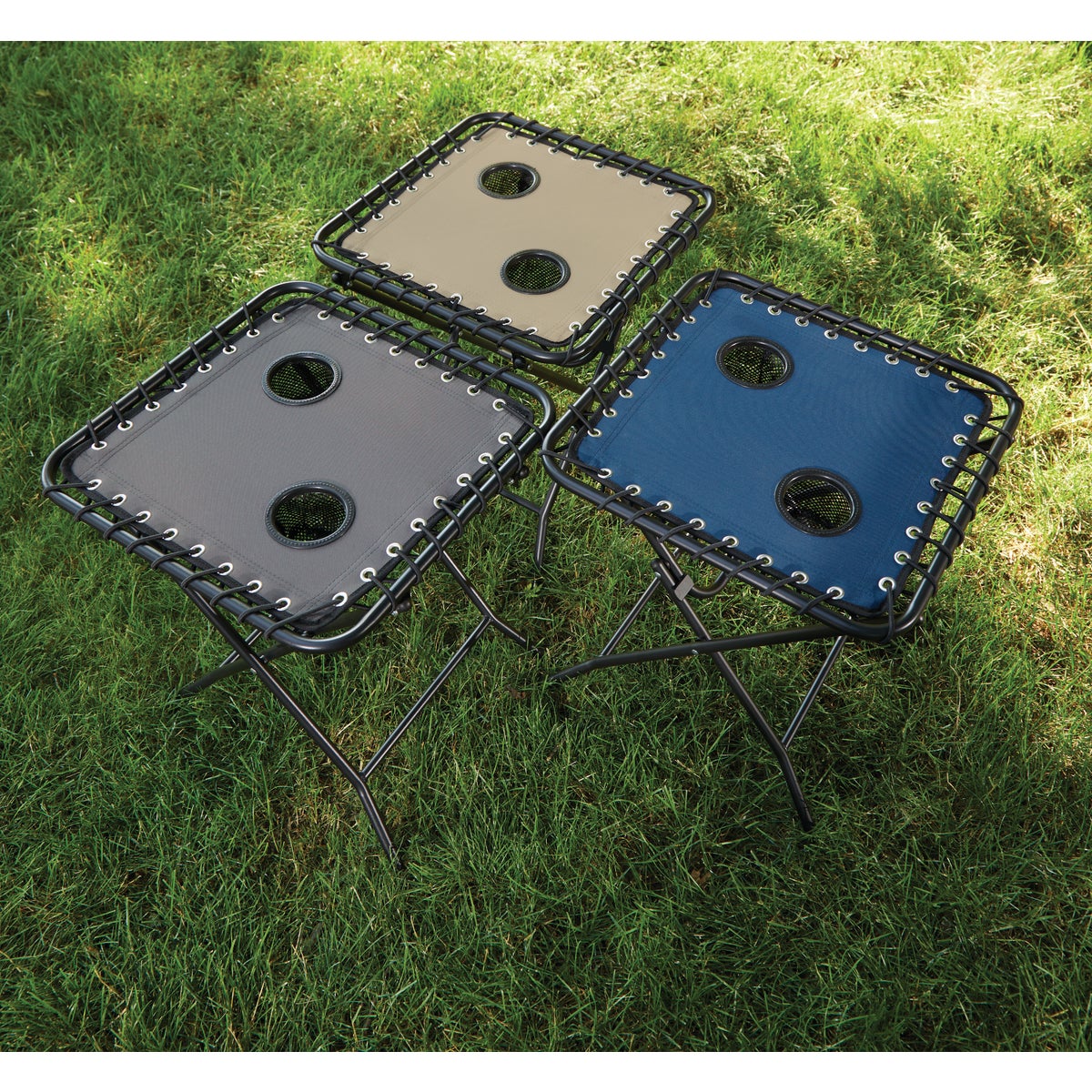 Outdoor Expressions Blue 18 In. Square Steel Folding Side Table Image 2