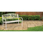 Outdoor Expressions 50 In. White Steel Bench with Scroll Design Image 2