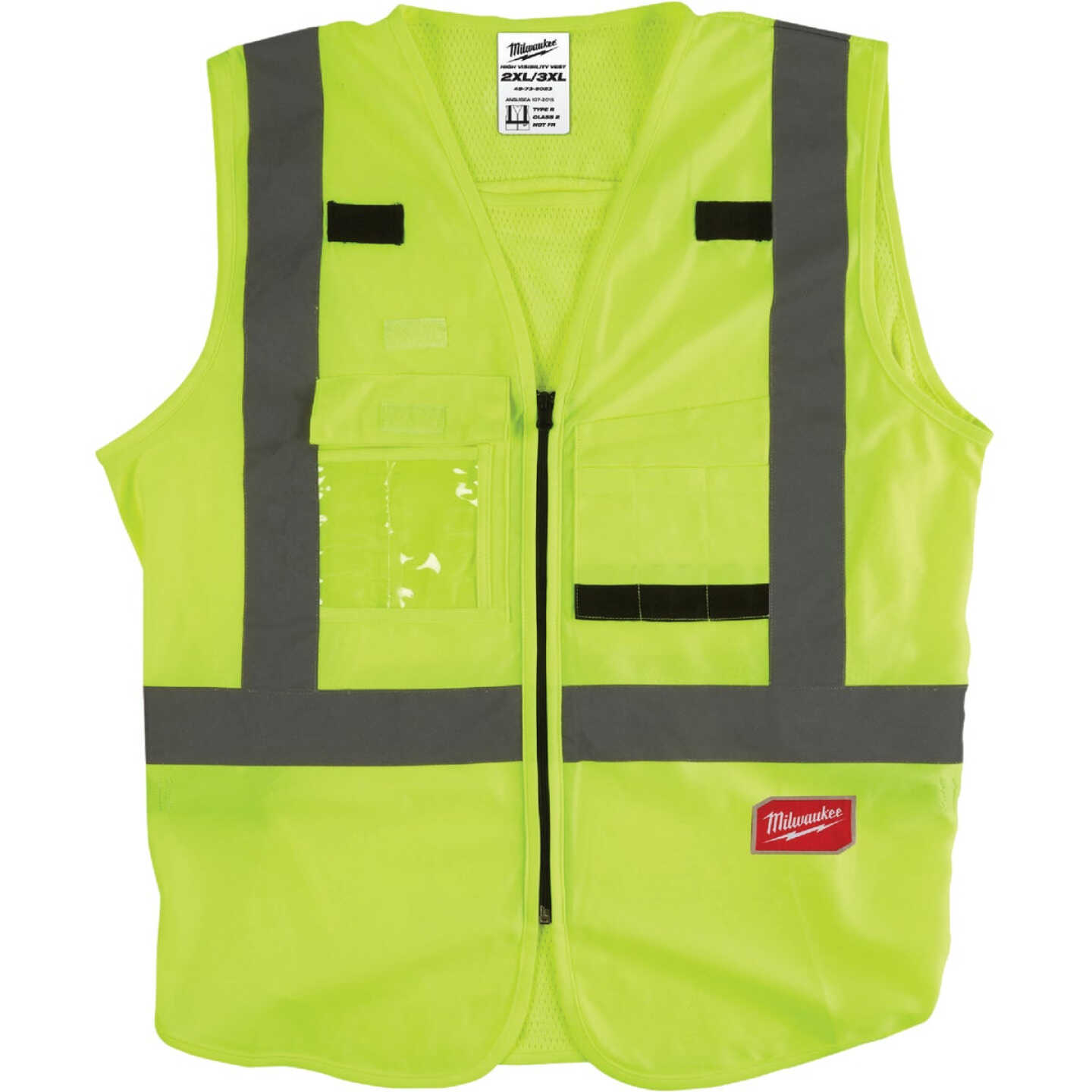 Milwaukee ANSI Class 2 Hi Vis Yellow Safety Vest, 2XL/3XL Image 1