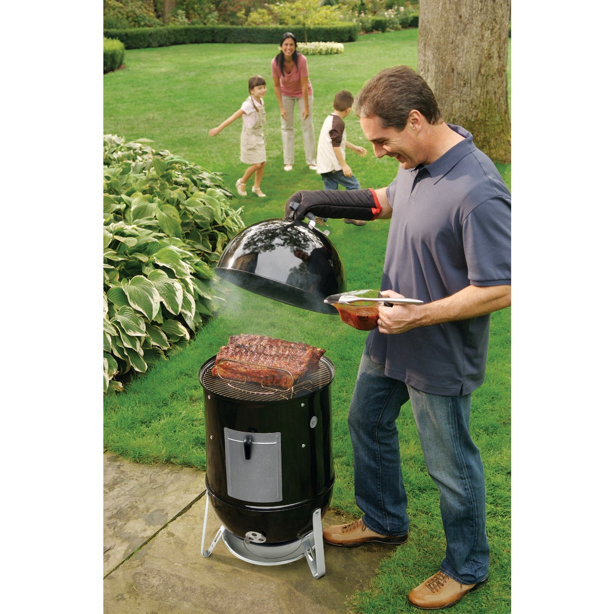 Weber Smokey Mountain Cooker 18 In. Dia. 481 Sq. In. Vertical Charcoal Smoker Image 4