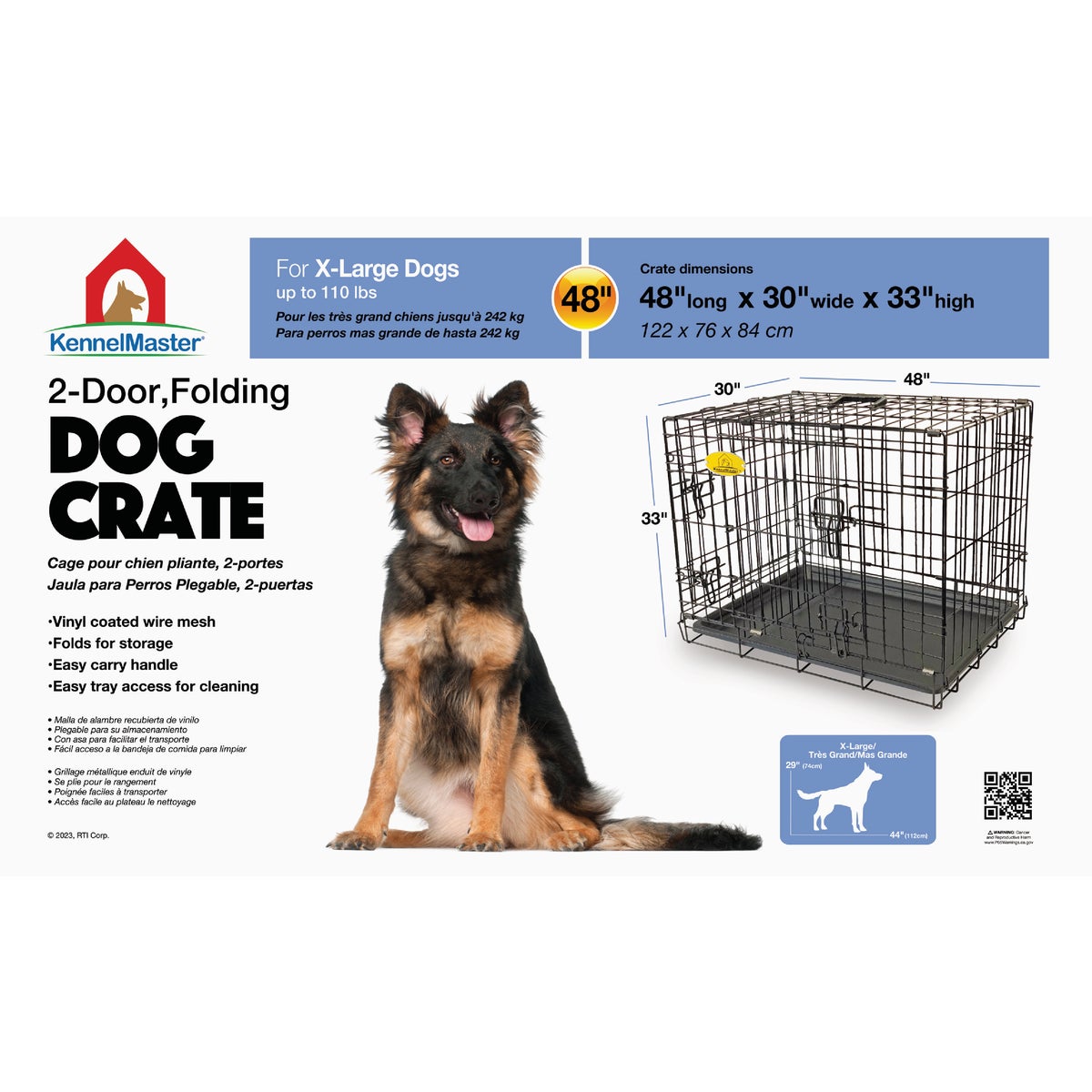 KennelMaster 30 In. W. x 33 In. H. x 48 In. L. Folding Kennel Crate Image 2