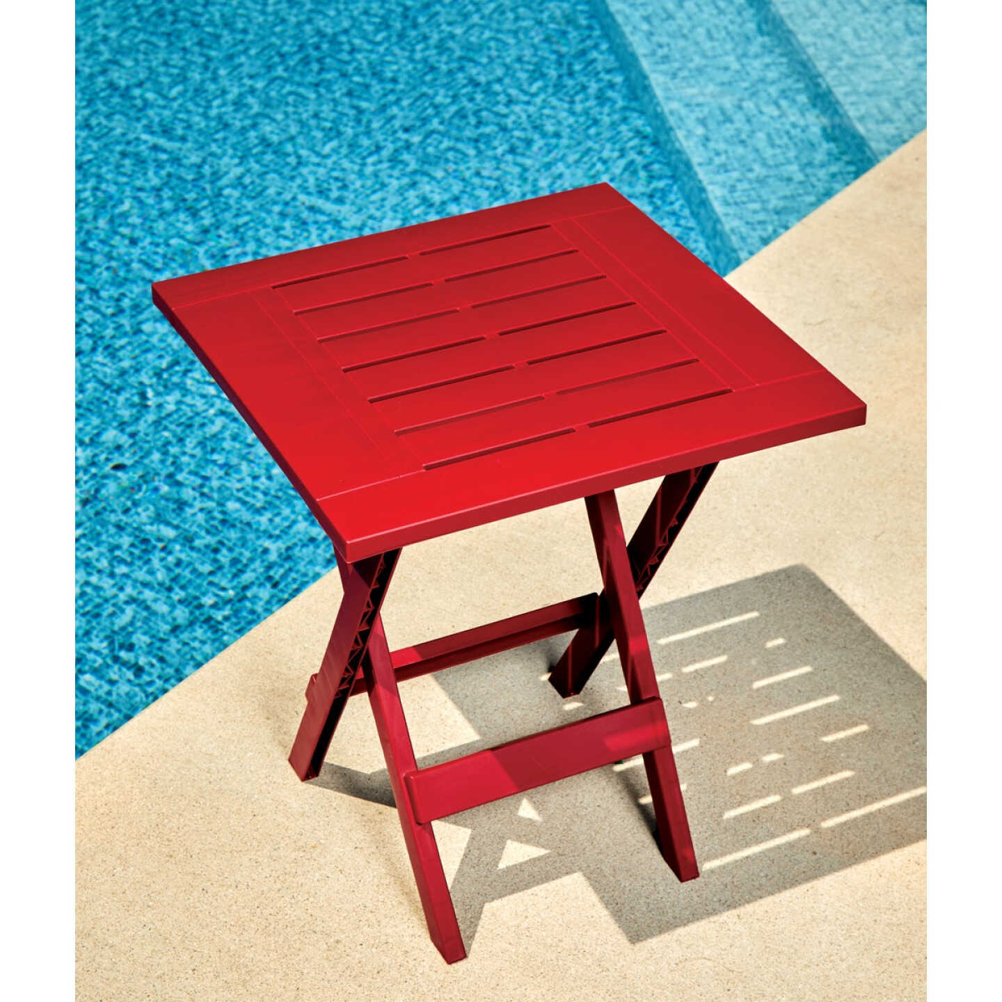 Gracious Living Quick-Fold 17 In. Square Crimson Red Folding Side Table Image 2