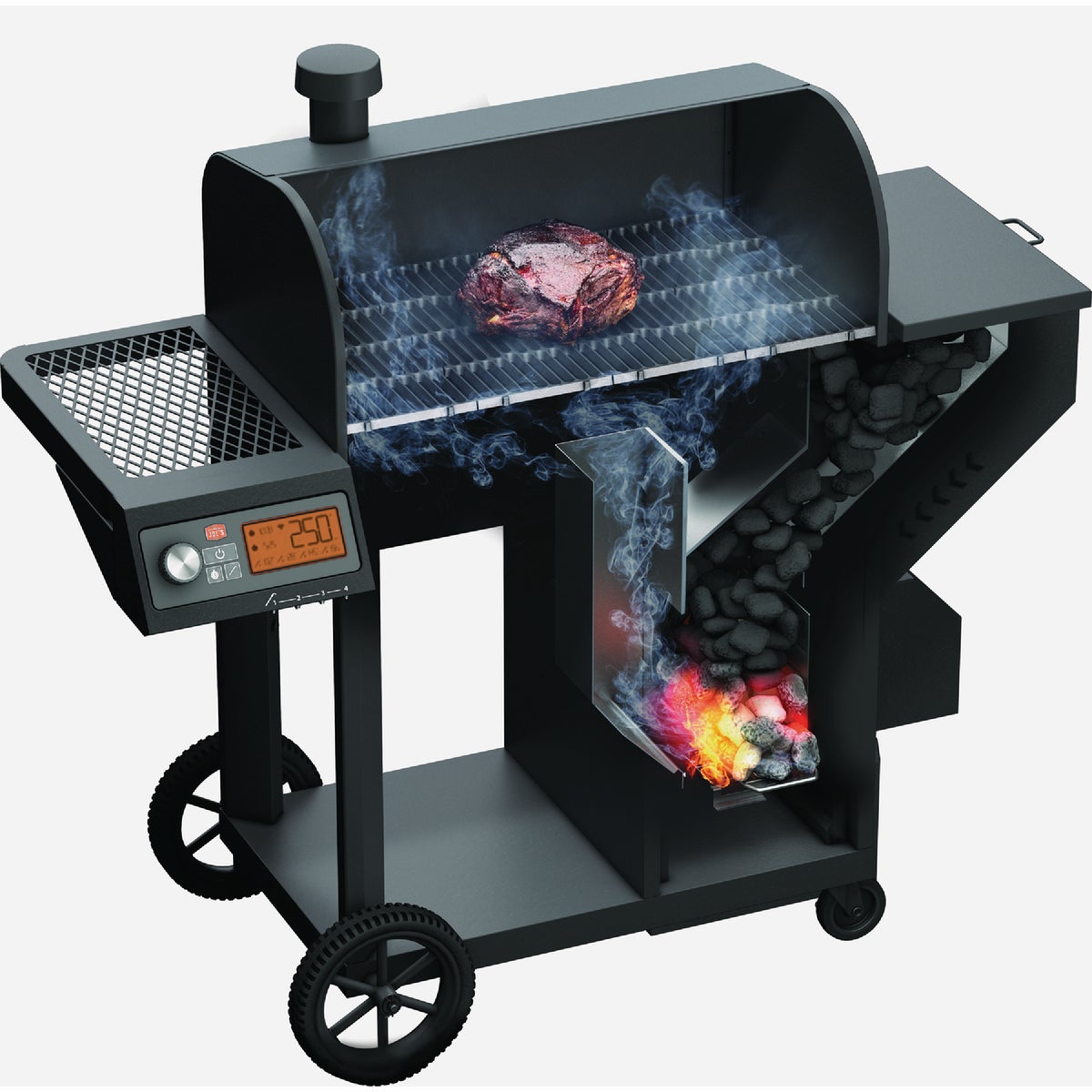 Oklahoma Joe's Tahoma 900 Sq. In. Black Vertical Gravity Feed Charcoal Smoker & Grill Image 3