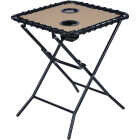 Outdoor Expressions Tan 18 In. Square Steel Folding Side Table Image 3