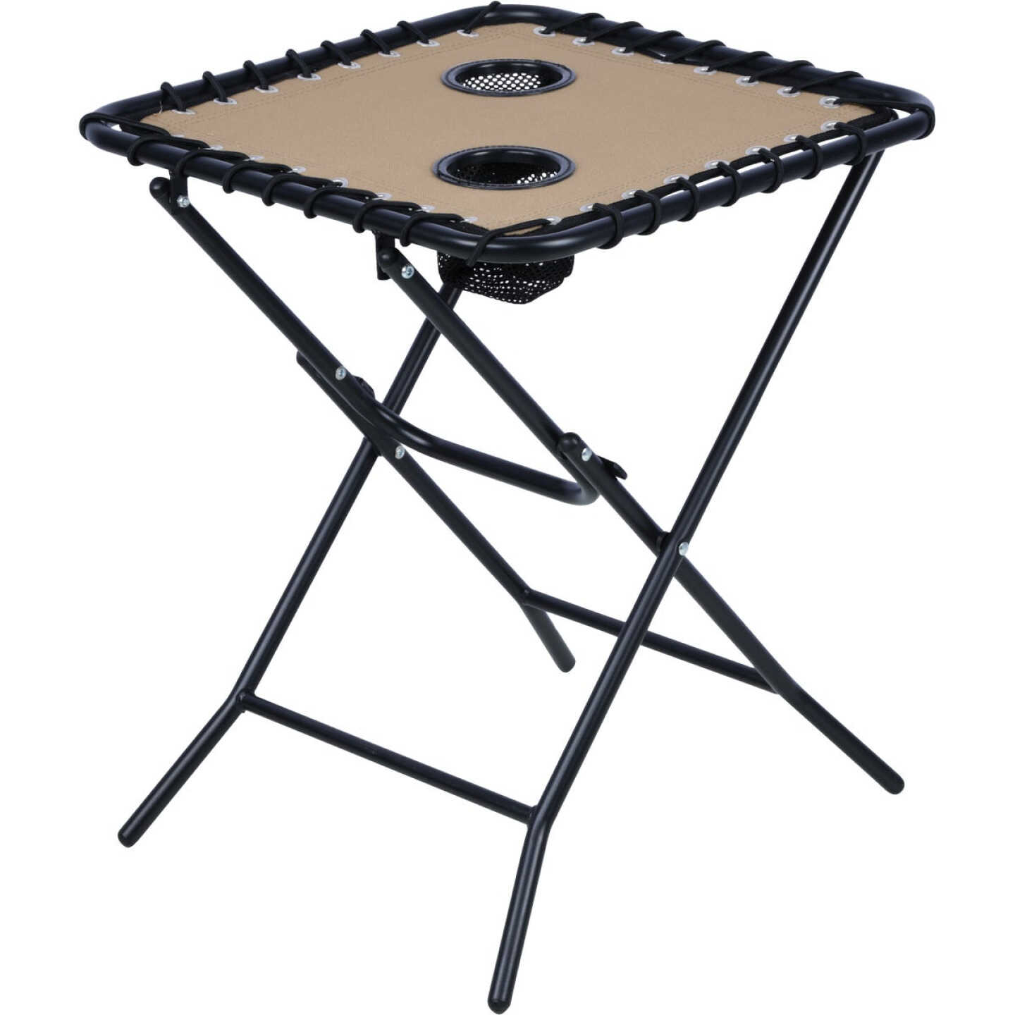 Outdoor Expressions Tan 18 In. Square Steel Folding Side Table Image 3