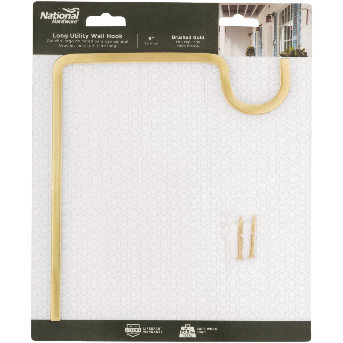 National Hardware 9 In. Brushed Gold Steel Extended Wall Hook Plant Hanger Image 3