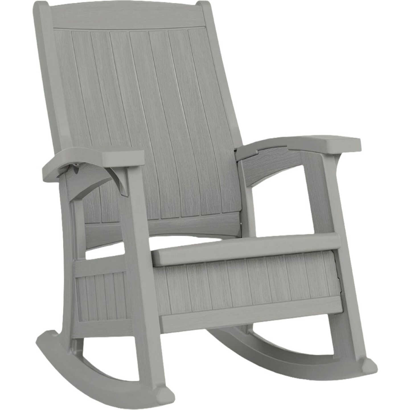 Suncast Dove Gray Rocking Chair with Storage Image 1
