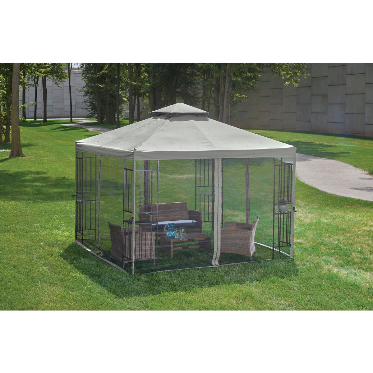 Outdoor Expressions 13 Ft. x 13 Ft. Gray & Matte Black Steel Gazebo Image 5