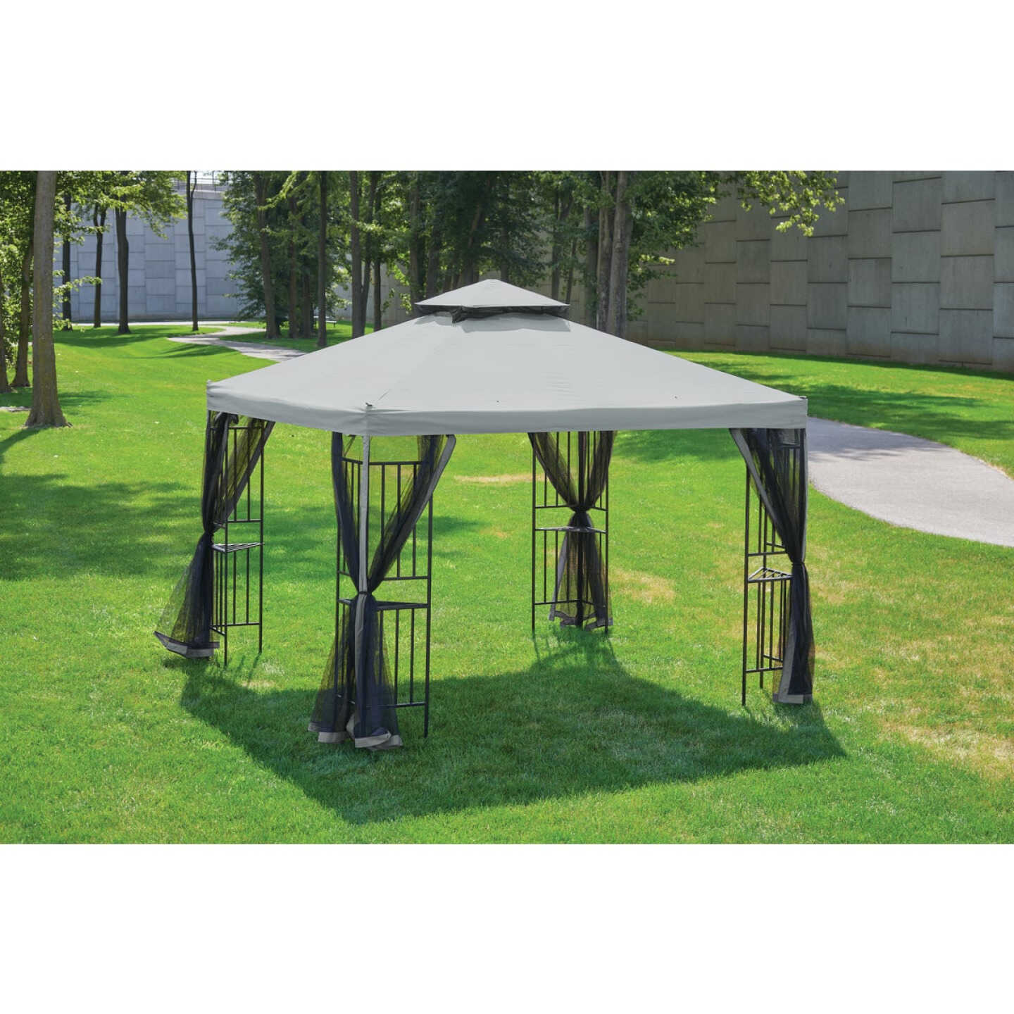 Outdoor Expressions 13 Ft. x 13 Ft. Gray & Matte Black Steel Gazebo Image 3