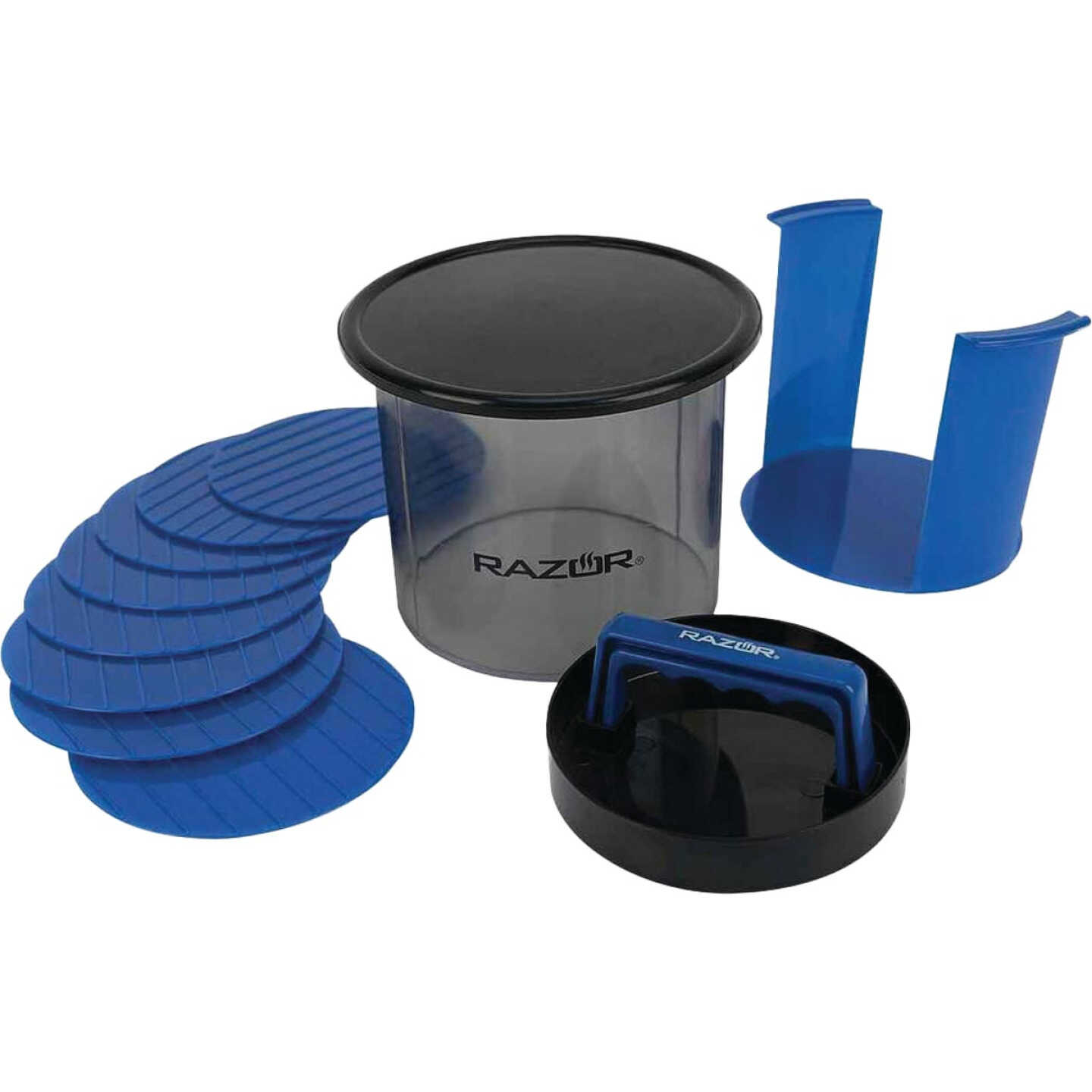 Mr. Bar-B-Q Razor 6 In. Burger Press Caddy (12-Piece) Image 1