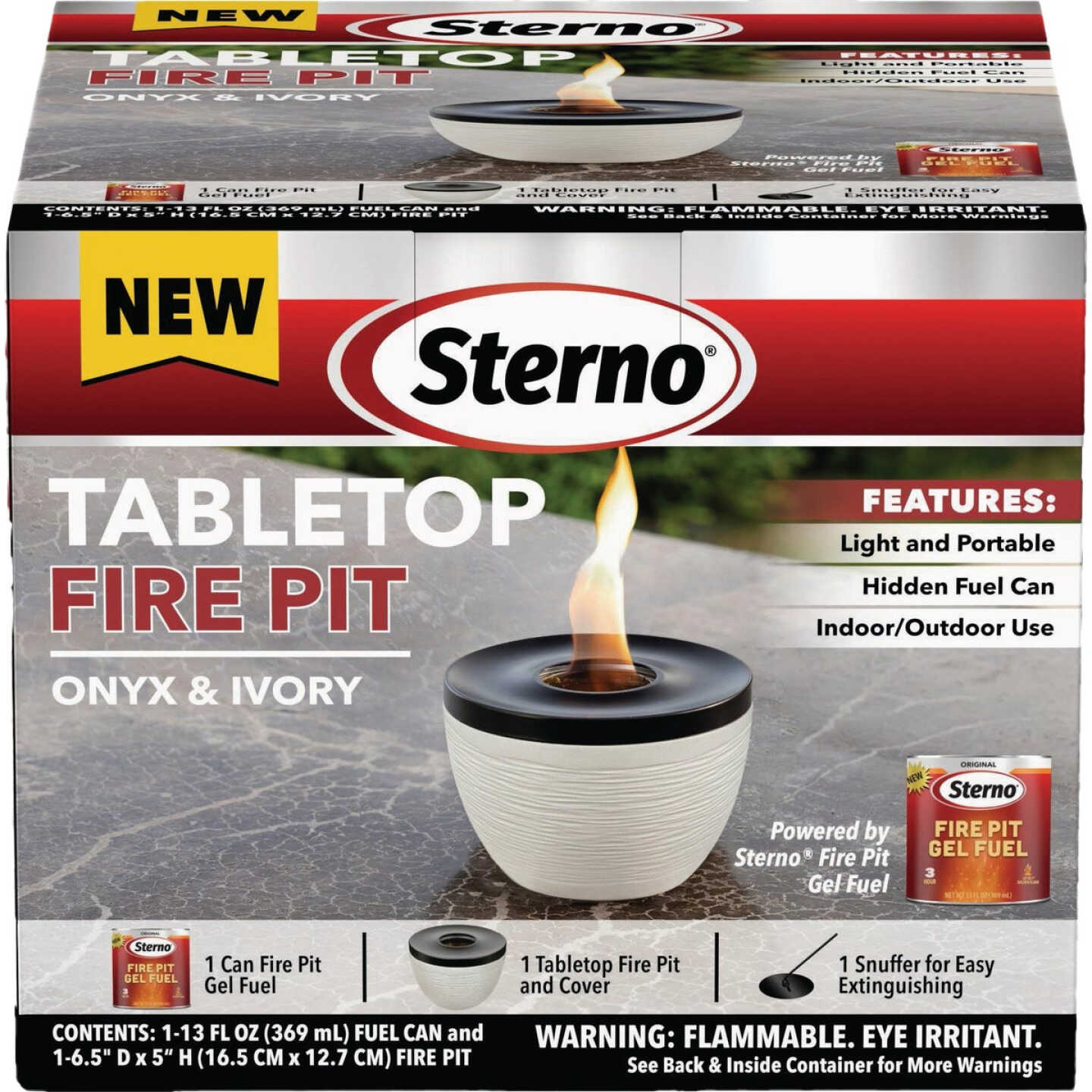 Sterno Small Onyx with Black Lid Tabletop Fire Pit Image 6