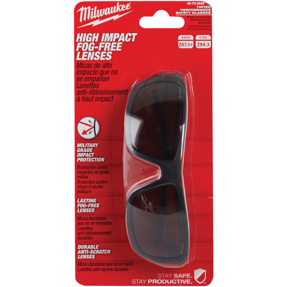 Milwaukee Red & Black Frame High Performance Safety Glasses with Tinted Lenses Image 2