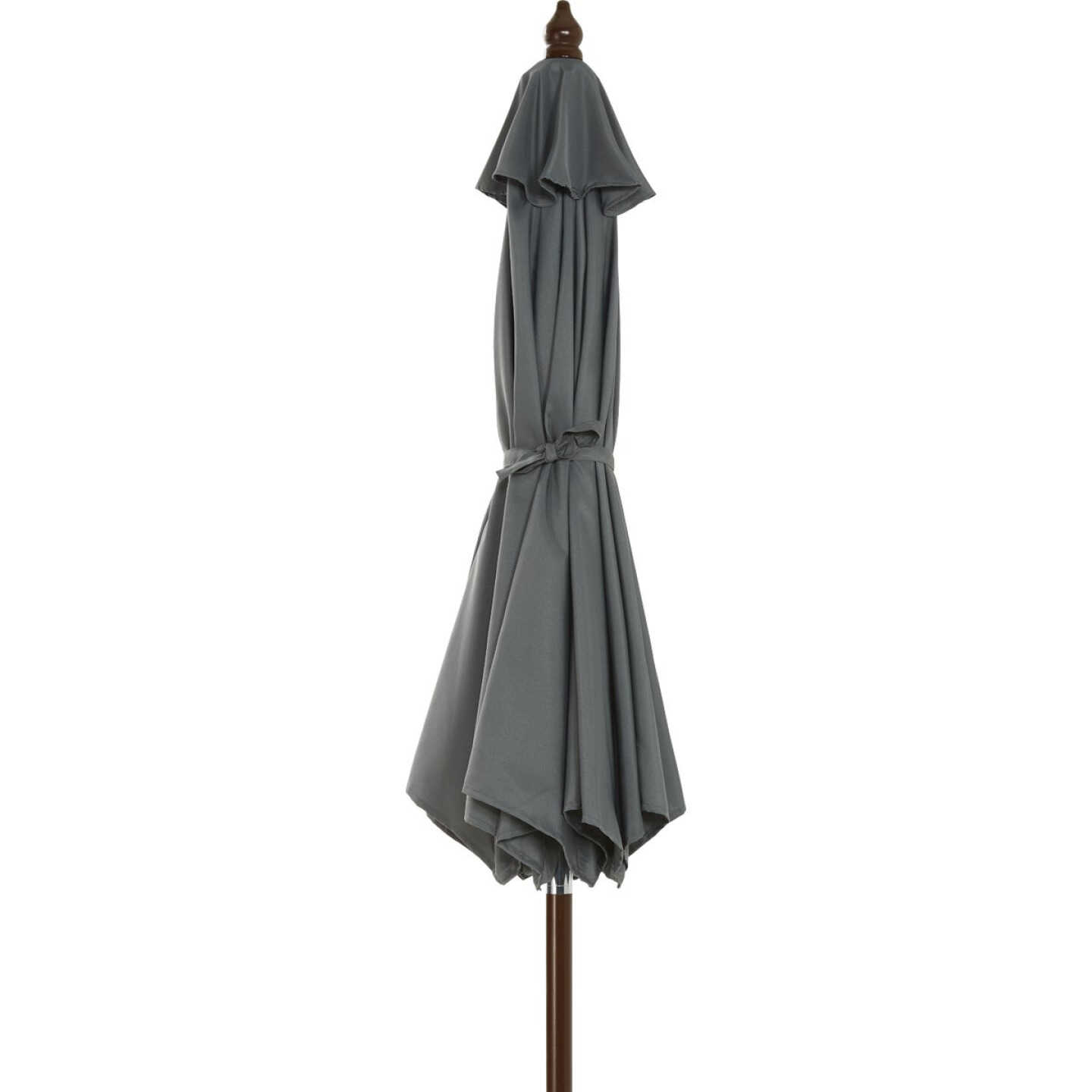 Outdoor Expressions 9 Ft. Pulley Gray Market Patio Umbrella with Chrome Plated Hardware Image 4