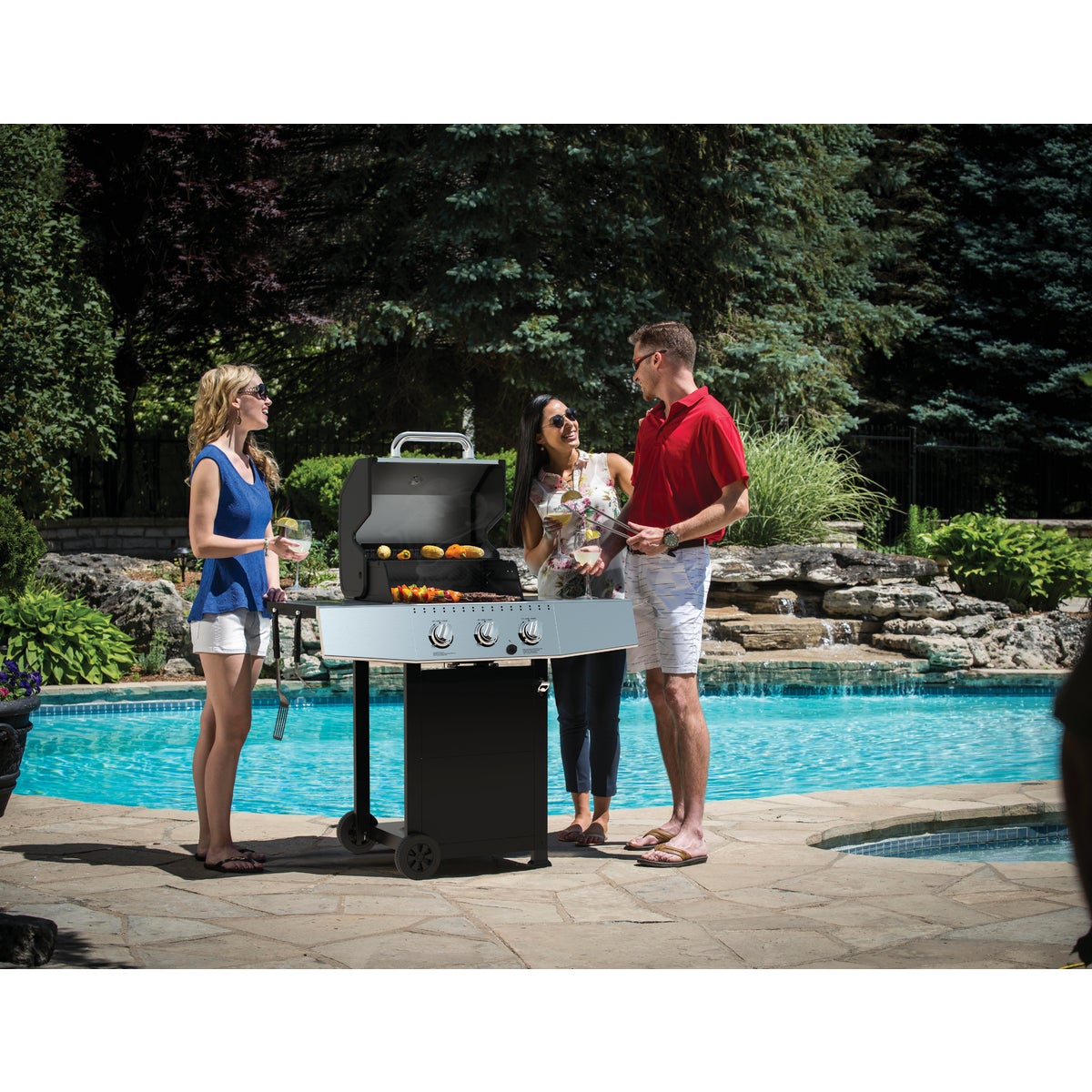 GrillPro 3-Burner Stainless Steel & Black 30,000 BTU LP Gas Grill Image 2