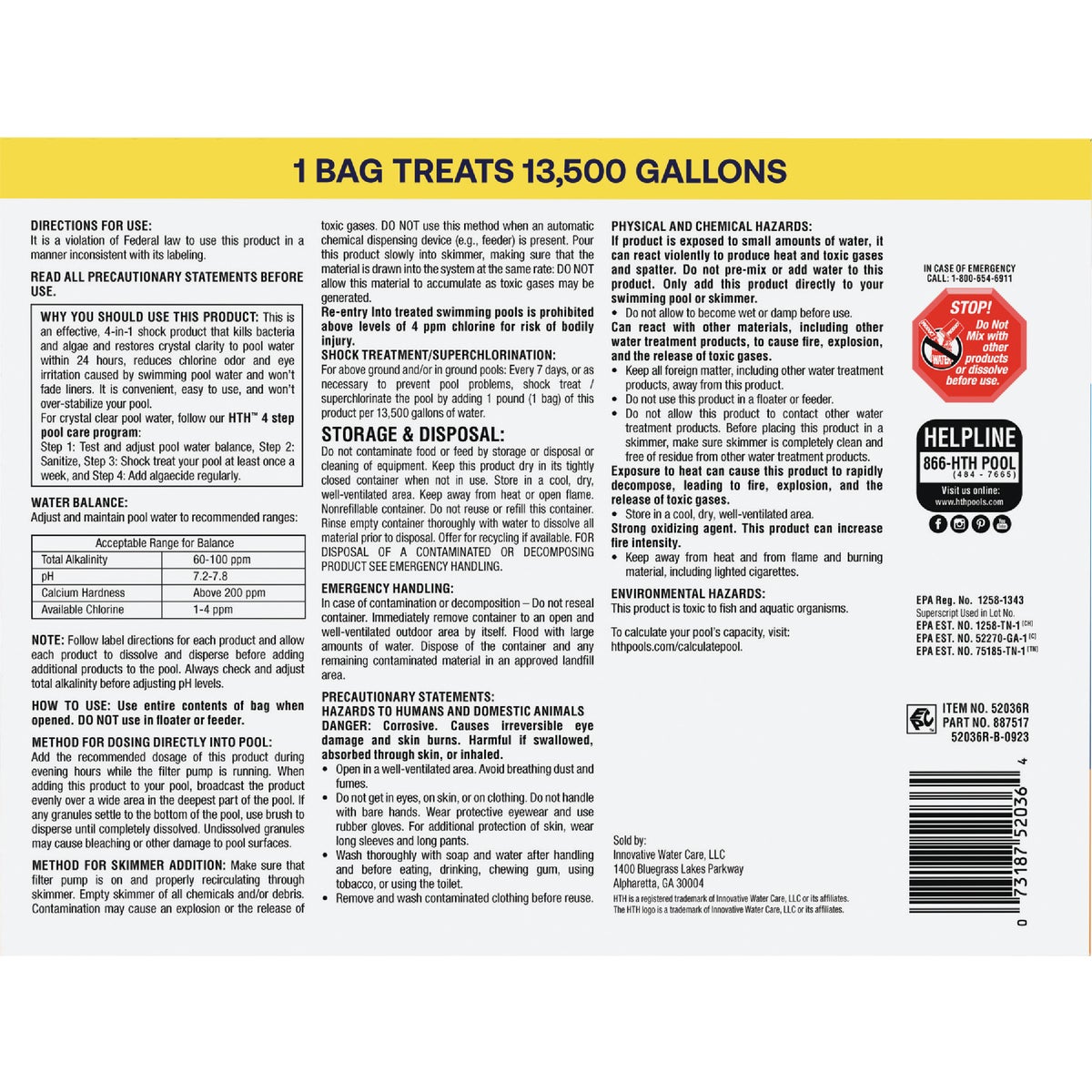HTH Pool Care 1 Lb. Shock Advanced Granule (6-Pack) Image 3