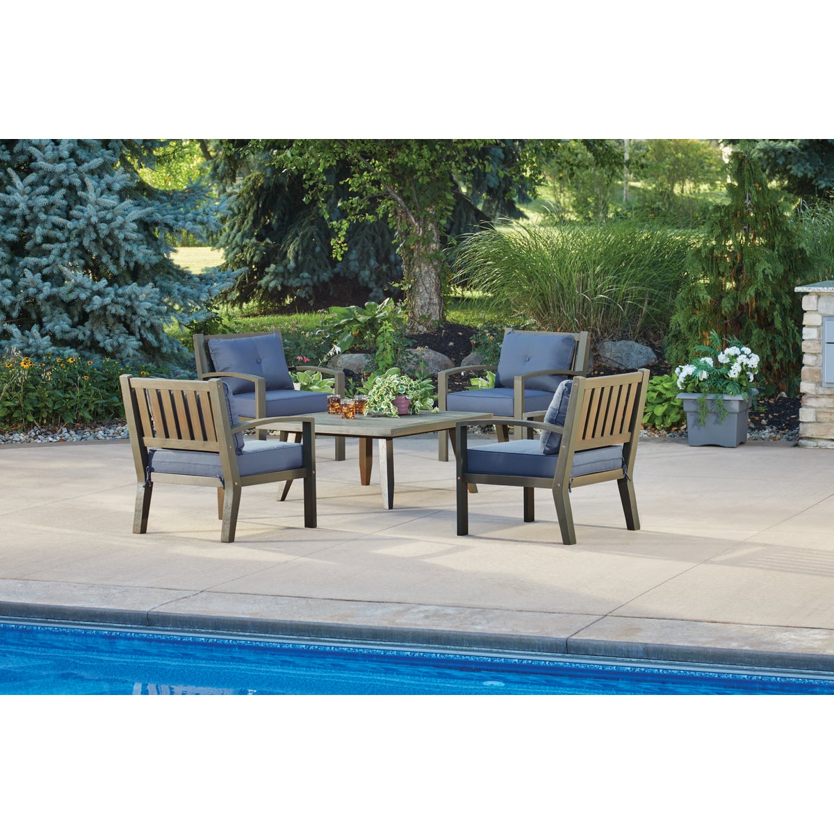 Outdoor Expressions 5-Piece Acacia Wood Chat Set Image 3
