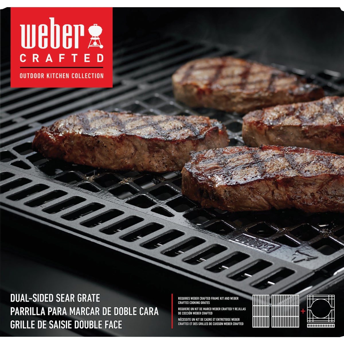 Weber 16 In. x 16 In. Porcelain Enameled Cast Iron Dual Sided Sear Grate Image 2