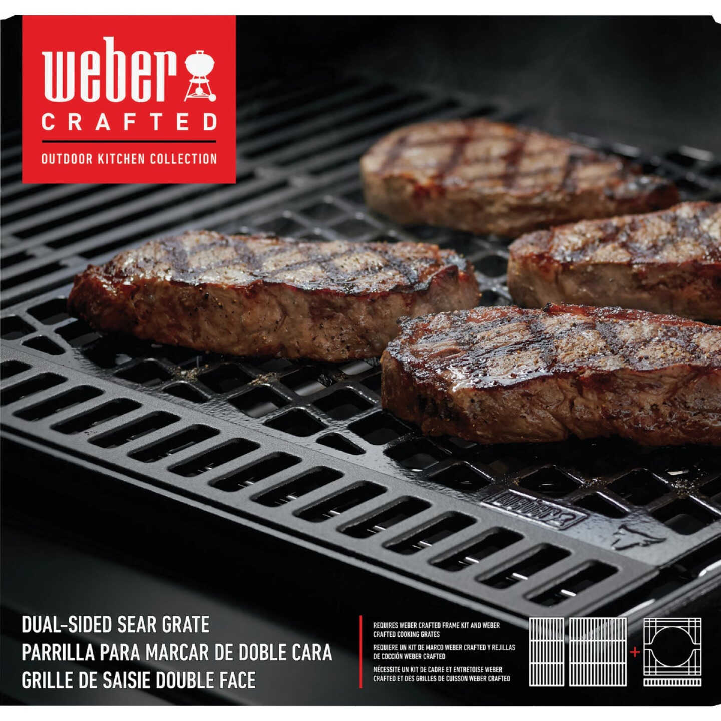 Weber 16 In. x 16 In. Porcelain Enameled Cast Iron Dual Sided Sear Grate Image 2