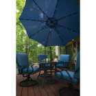 Outdoor Expressions 9 Ft. Aluminum Tilt/Crank Heather Blue Patio Umbrella with Solar LED Lights Image 2