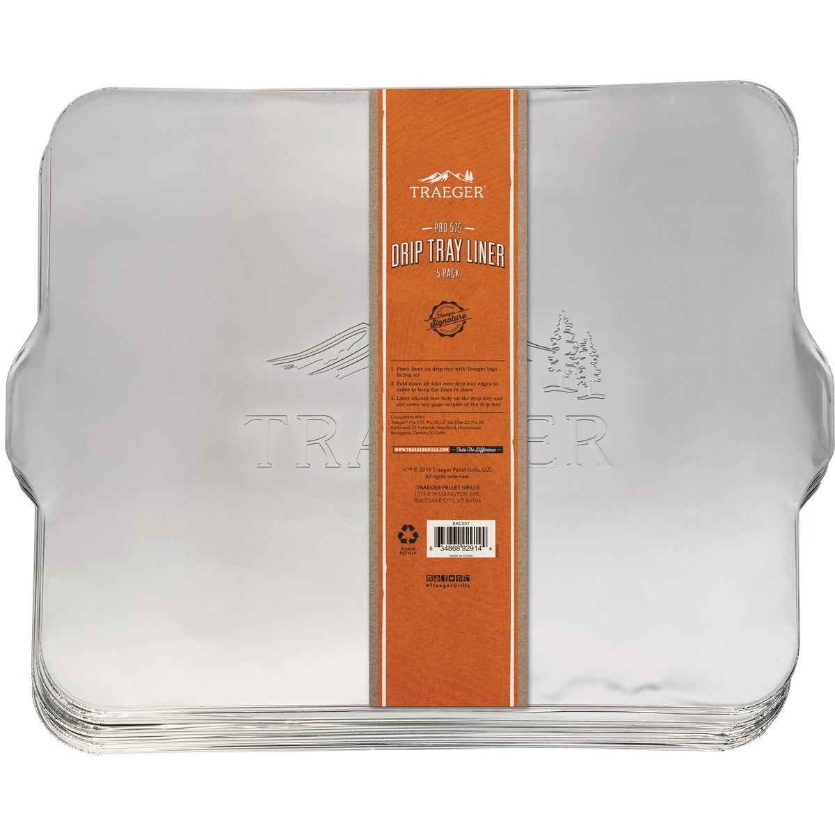 Traeger Aluminum Pro 575, Pro 22, Pro 20, Eastwood 22 Drip Tray Liner (5-Pack) Image 1