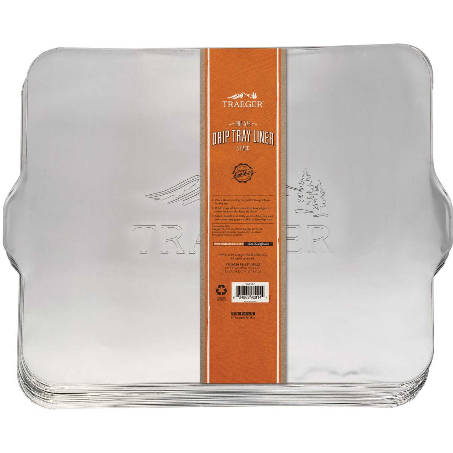 Traeger Aluminum Pro 575, Pro 22, Pro 20, Eastwood 22 Drip Tray Liner (5-Pack) Image 1