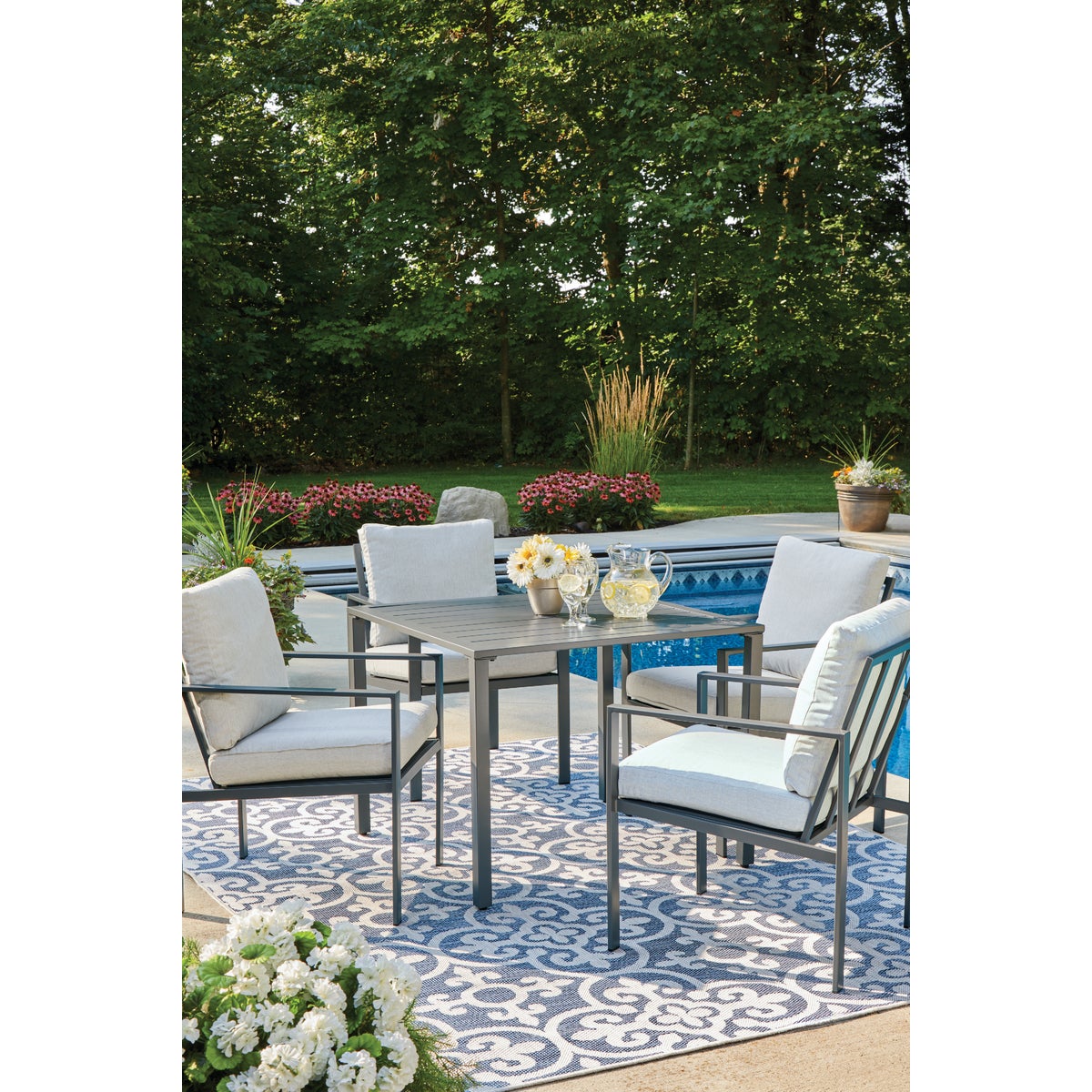 Outdoor Expressions 5-Piece Steel Frame Cushioned Dining Set Image 4