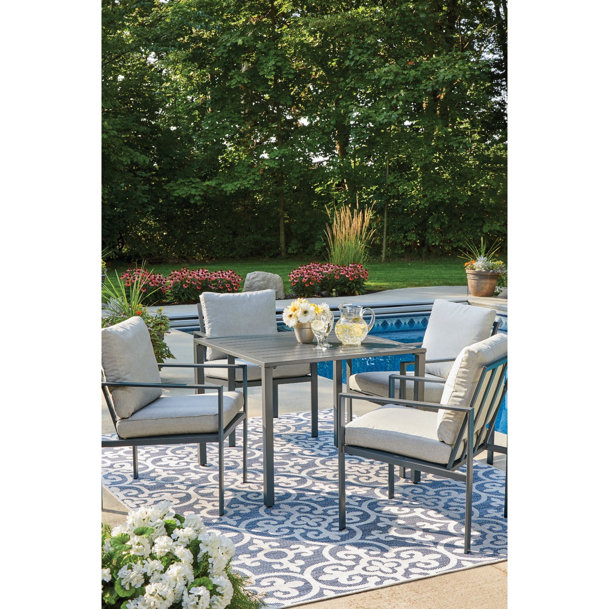 Outdoor Expressions 5-Piece Steel Frame Cushioned Dining Set Image 5