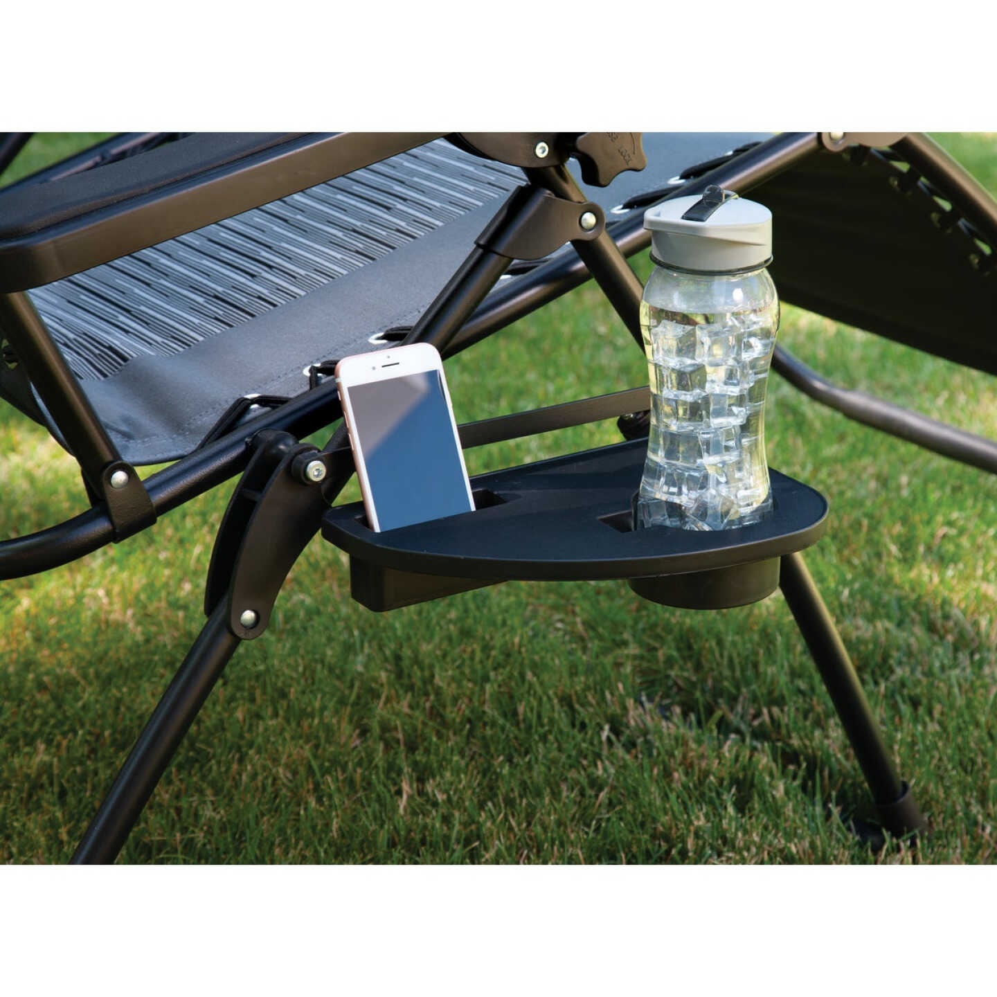 Outdoor Expressions Zero Gravity Deluxe Relaxer Gray Padded Chair with Cup Holder Image 6