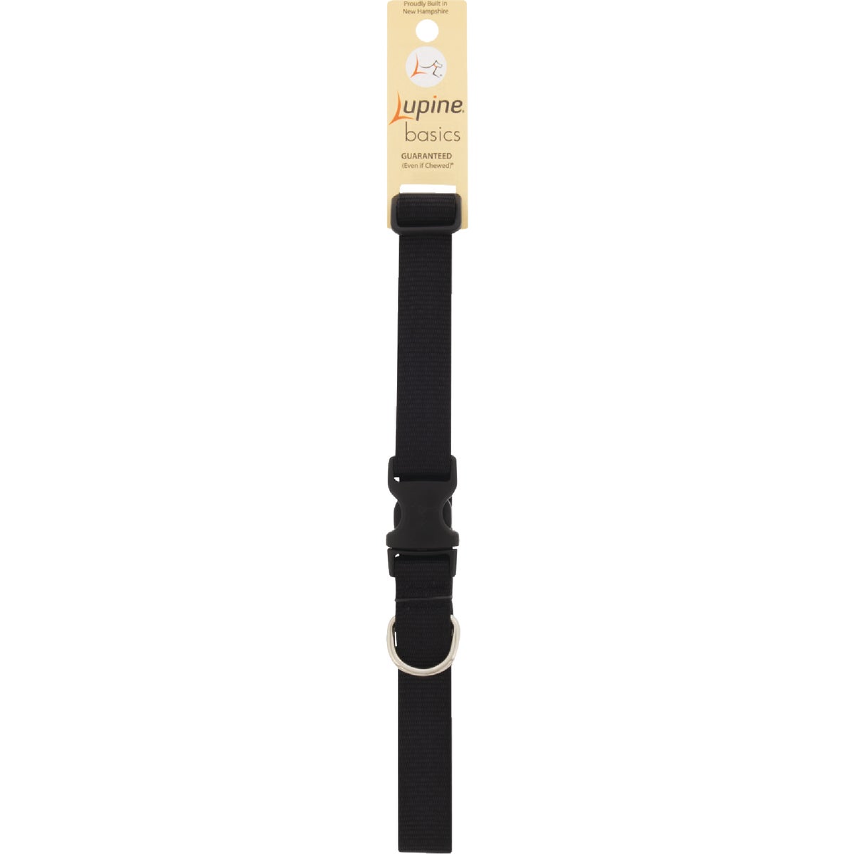 Lupine 1 In. Traditional Solid Black 16 to 28in.   Adjustable Large Dog Collar