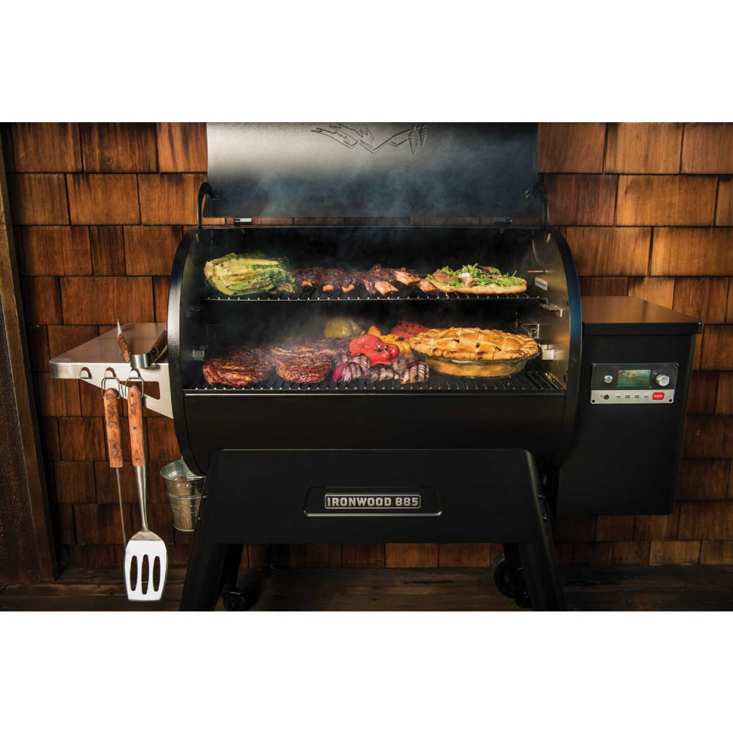 Traeger Ironwood 885 Wi-Fi Wood Pellet Grill, Black Image 2