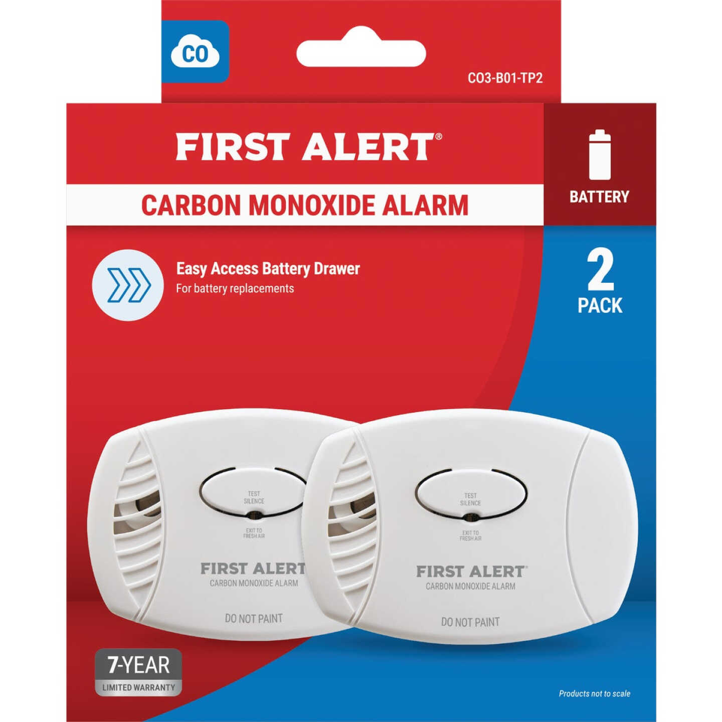 First Alert CO400 Battery Operated 9V Electrochemical Carbon Monoxide Alarm (2-Pack) Image 1