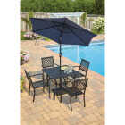 Outdoor Expressions 5-Piece Black Slat Dining Set Image 3