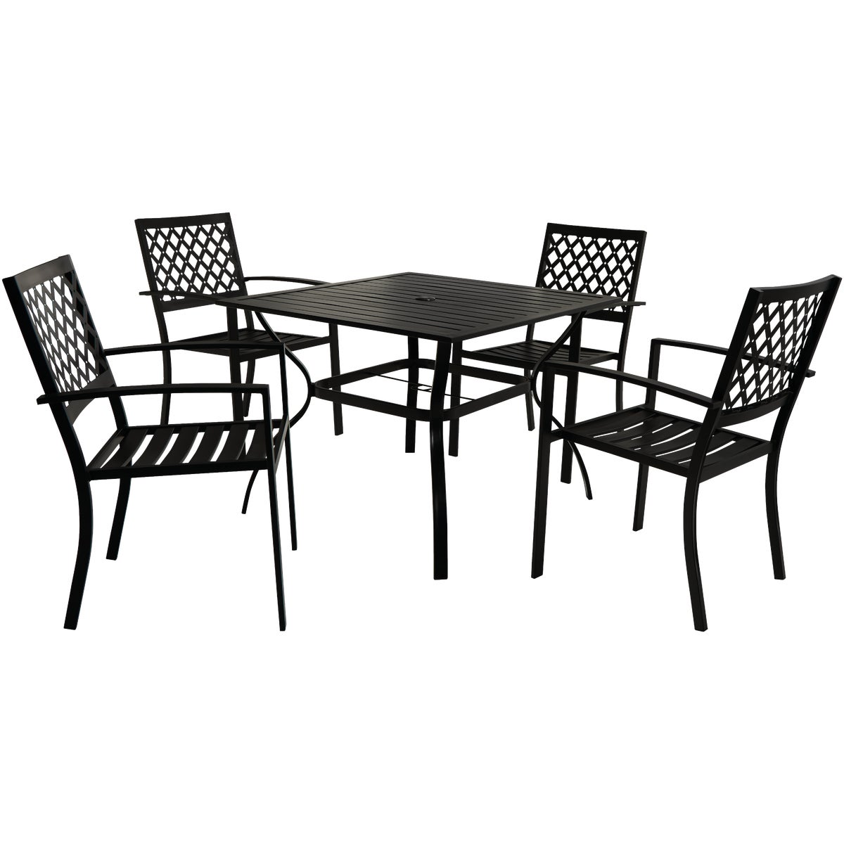 Outdoor Expressions 5-Piece Black Slat Dining Set Image 9