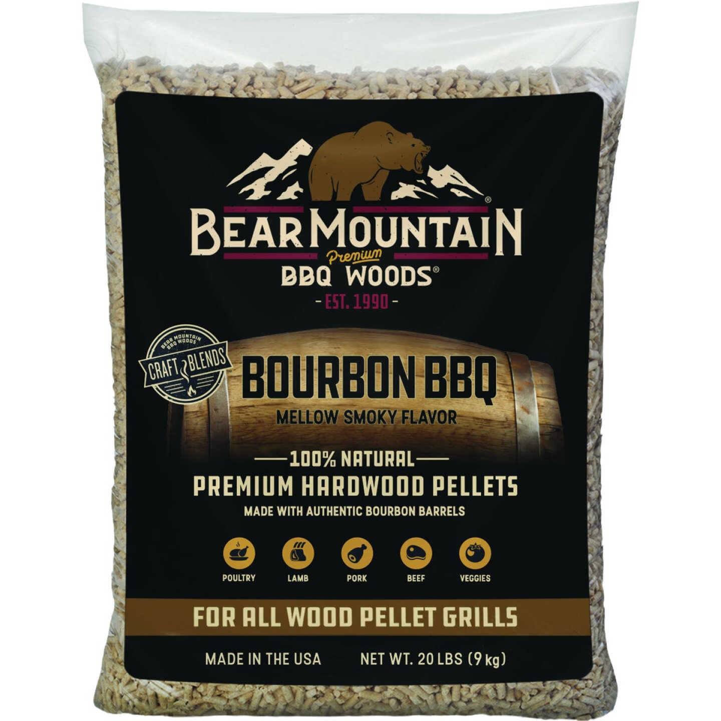 Bear Mountain BBQ Premium Woods 20 Lb. Bourbon Hardwood Pellet Image 1