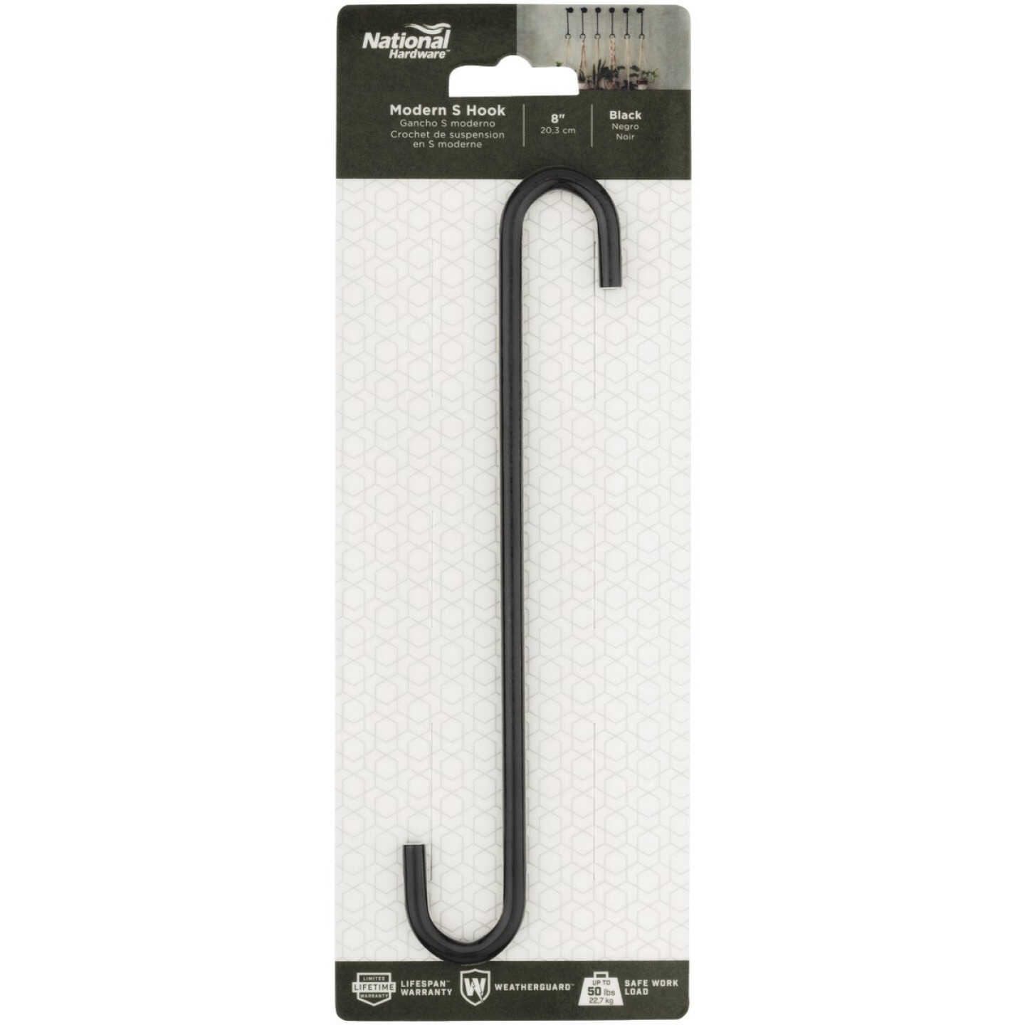 National Hardware 8 In. Black Steel Modern Large S-Hook Plant Hanger Image 3