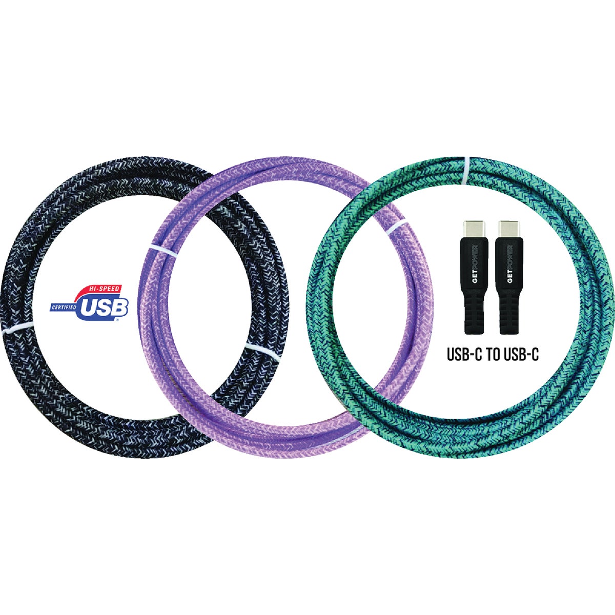 GetPower 10 Ft. USB-C to USB-C Braided Power Delivery Cable