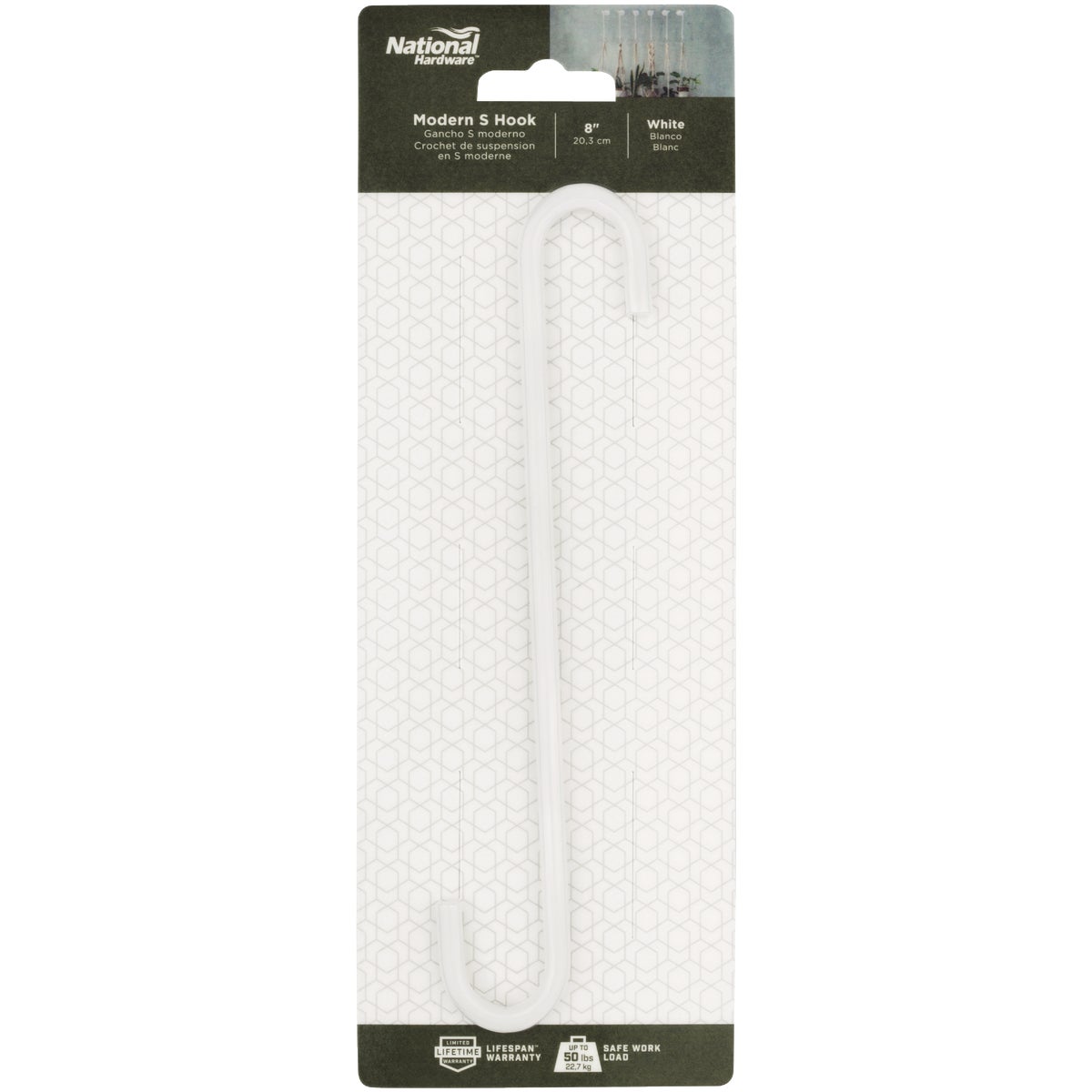 National Hardware 8 In. White Steel Modern Large S-Hook Plant Hanger Image 3