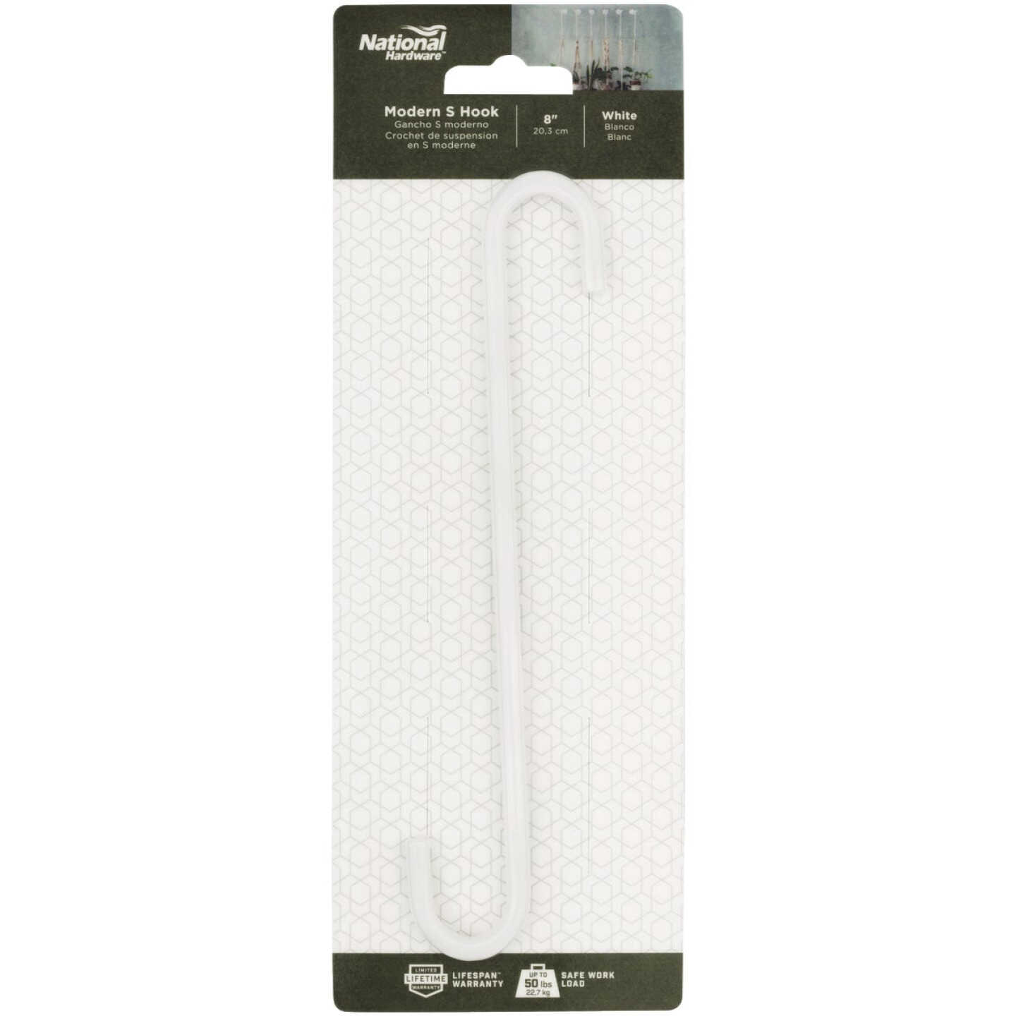 National Hardware 8 In. White Steel Modern Large S-Hook Plant Hanger Image 3