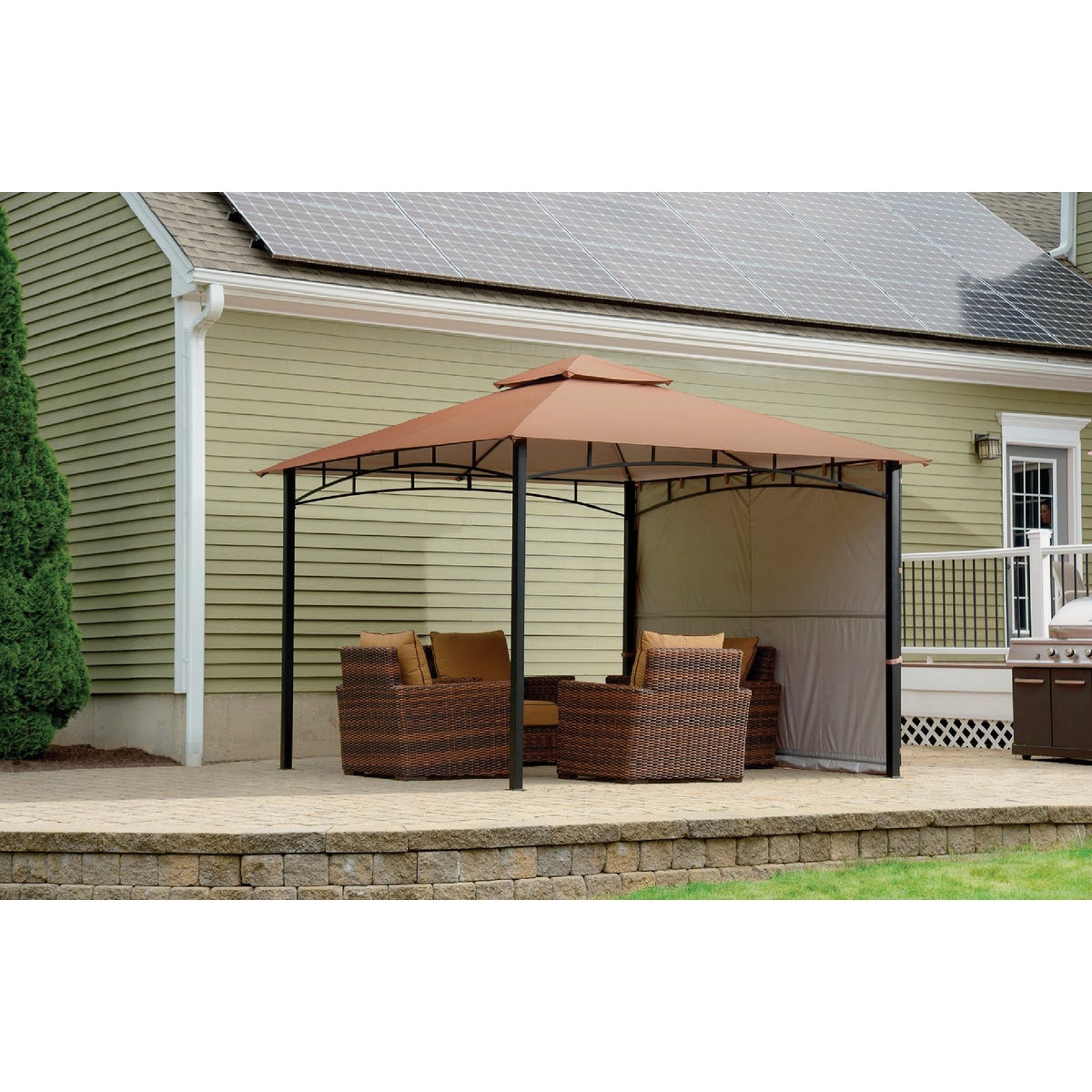 ShelterLogic Redwood 11 Ft. x 11 Ft. High-Quality Bronze Steel Gazebo Image 2
