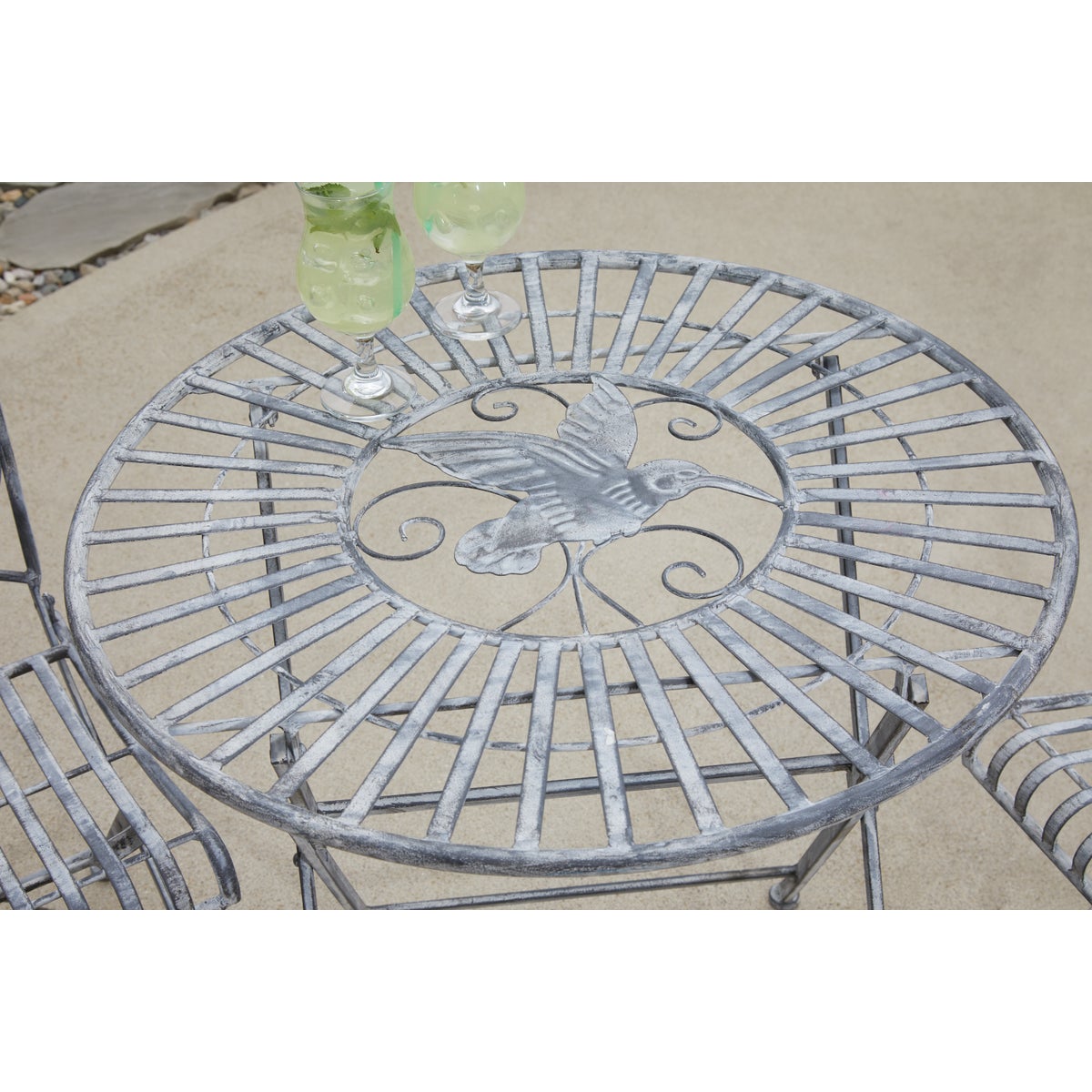 Alpine 3-Piece Hummingbird Foldable Floral Bistro Set Image 4