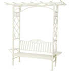 Decoris Garden Furniture Barolo 6 Ft. L. White Aluminum Bench with Folding Side Tables Image 1