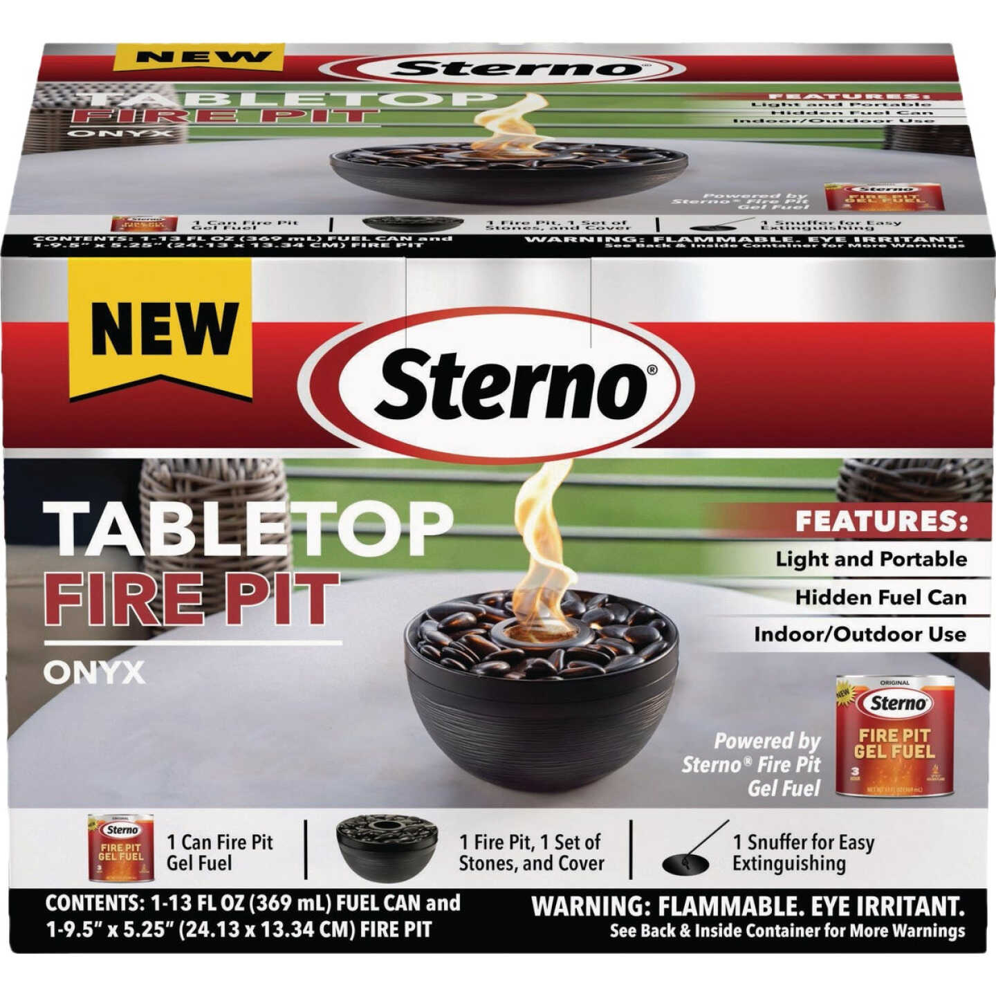 Sterno Medium Onyx with Black Lid Tabletop Fire Pit Image 1